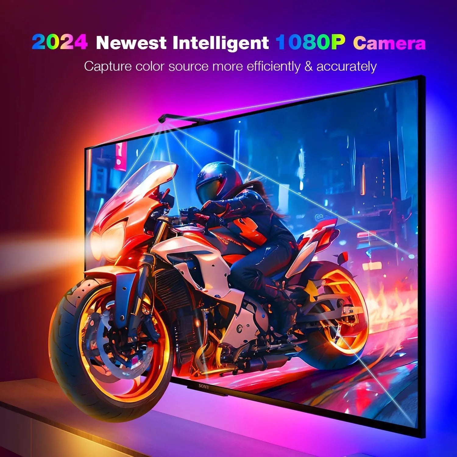 RGB ambience light strip 5m with camera screen sync for computer e-sports room desktop display background