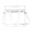 Women's transparent PVC messenger bag with clear front compartment and crossbody straps