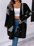 Black loose casual plus size knitwear cardigan with button stitching in Japanese Korean style