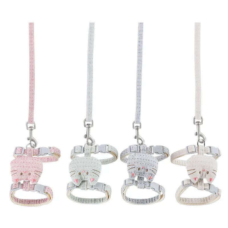 T-shaped cat drawstring pulling rope in cloth material for cats up to 8kg, colour pink