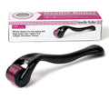 Black and purple titanium microneedle derma rollers showing the 540-needle head and ergonomic handle.