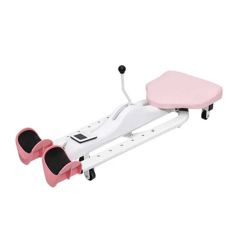 Pink horse leg opener fitness equipment with steel pipe frame and foam padding for leg stretching exercises