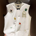 Men cartoon printed cotton sleeveless vest T-shirt in black, loose fit, youth fashion style