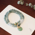 Women's Myanmar jade bracelet with safety buckle pendant and geometric design in new Chinese style