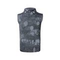 Men's silver pastebrushing wool stretch turtleneck sleeveless vest in black, front view