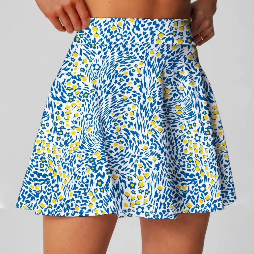 Women's high waist half-length breathable sports skirt in Blue for golf tennis badminton