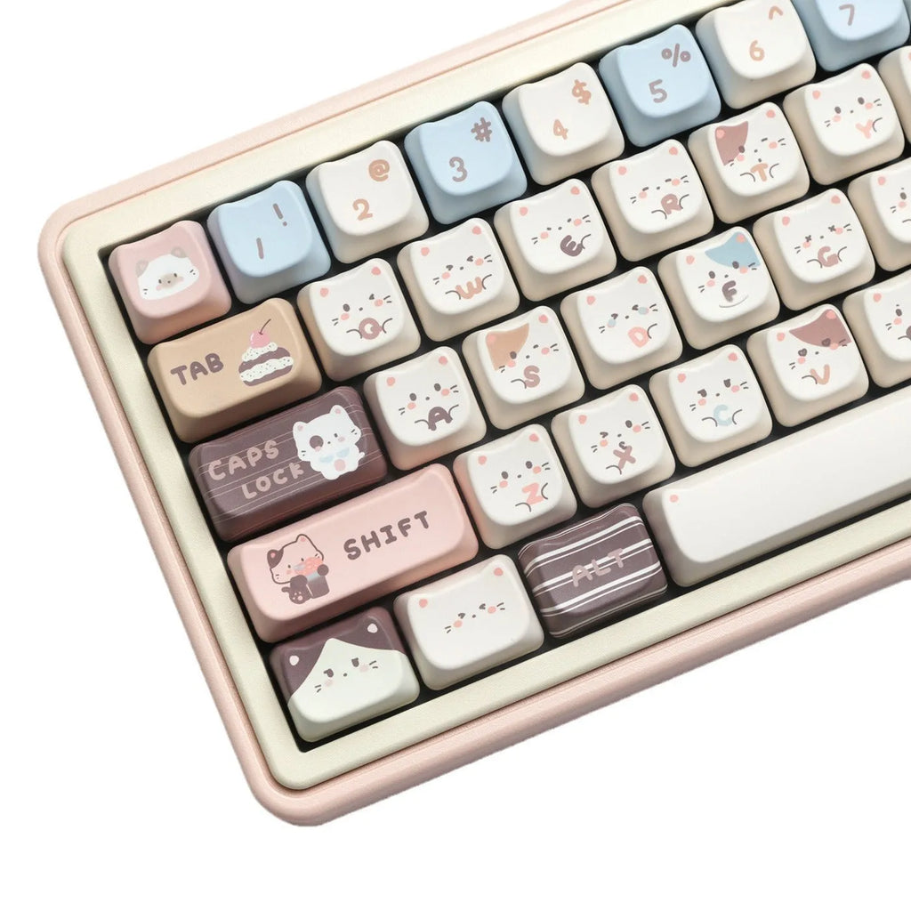 High sea salt cat design PBT keycap set with 7u spacebar supplement for March past mechanical keyboard layouts