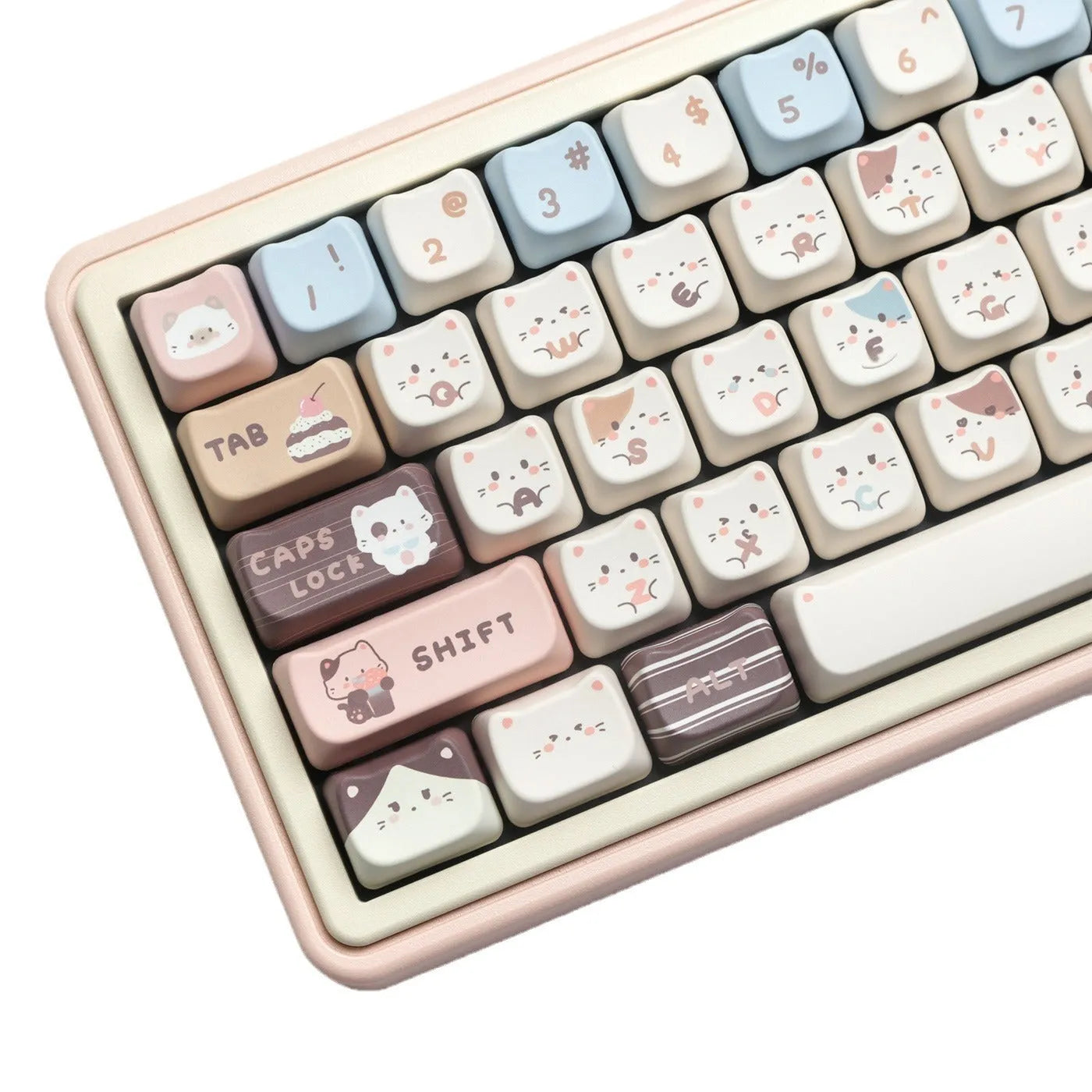 High sea salt cat design PBT keycap set with 7u spacebar supplement for March past mechanical keyboard layouts