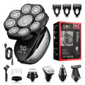 Black 6-in-1 multifunctional hair clipper set with attachments including shaver, trimmer, and combs