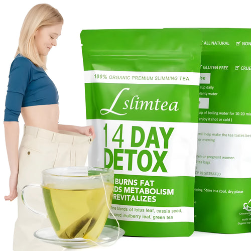 14 day herbal detox tea with 14 individual 3g sachets in packaging