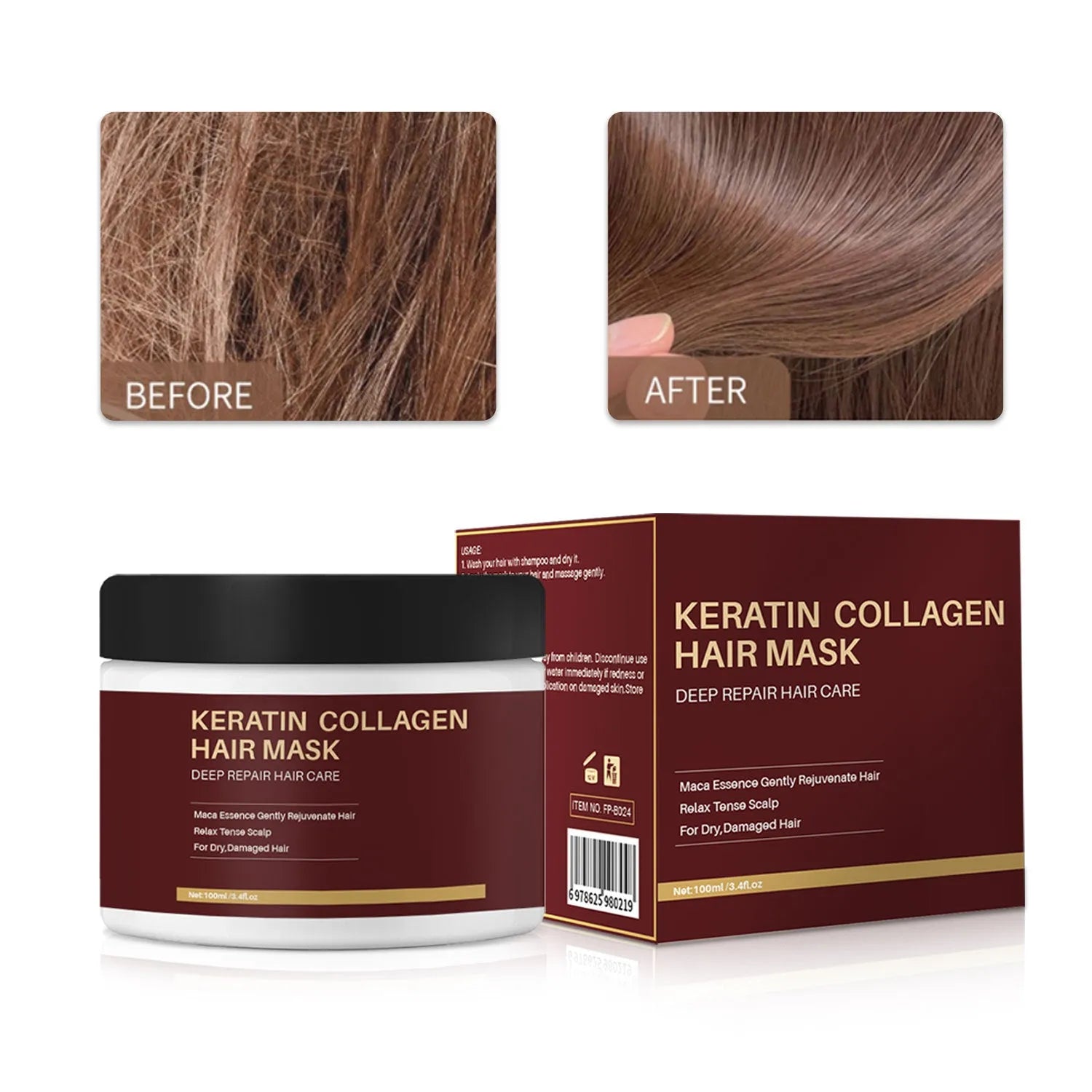 100ml tube of Anti-hair Fall Collagen Hair Mask for moisturising and repairing damaged hair.