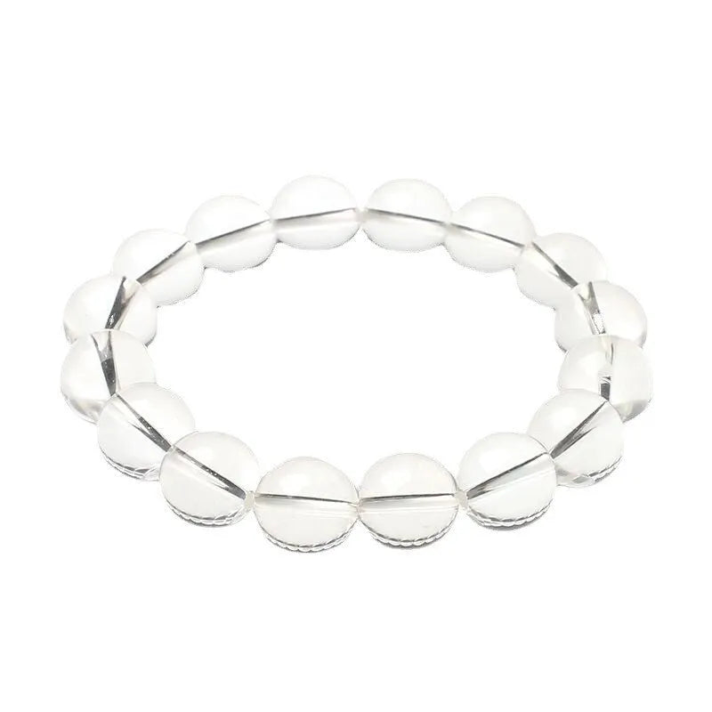 Natural Donghai crystal bracelet with old materials white water round beads in geometry style