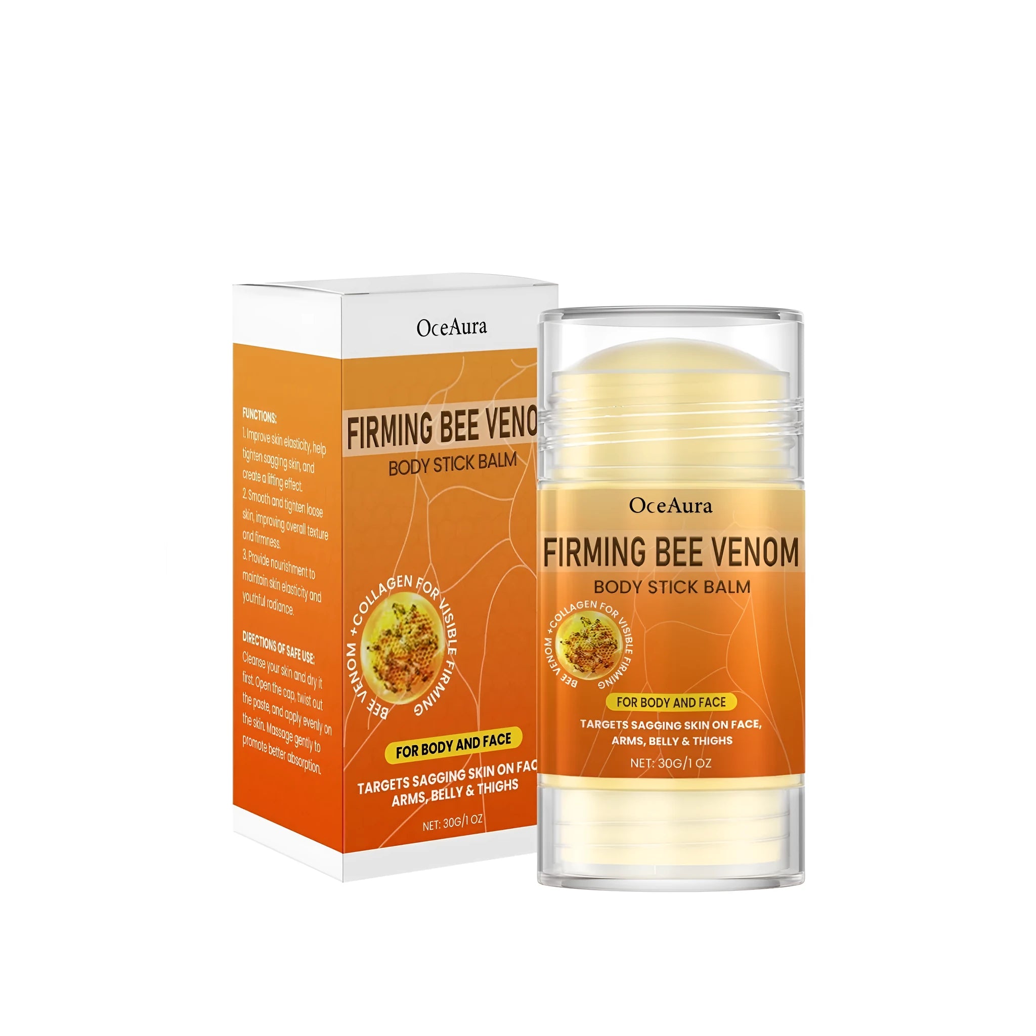 Nourishing moisturizing stick 30g with bee venom and collagen for dry skin care.