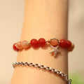 Handmade 8mm natural red agate bracelet for women, star shape, ethnic style, sands orange colour