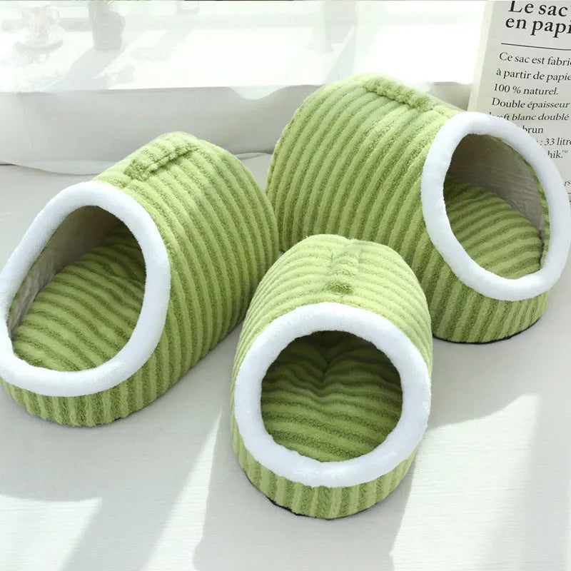 Thickened three-dimensional cat nest in blue, double-piece design, available in macaron colours