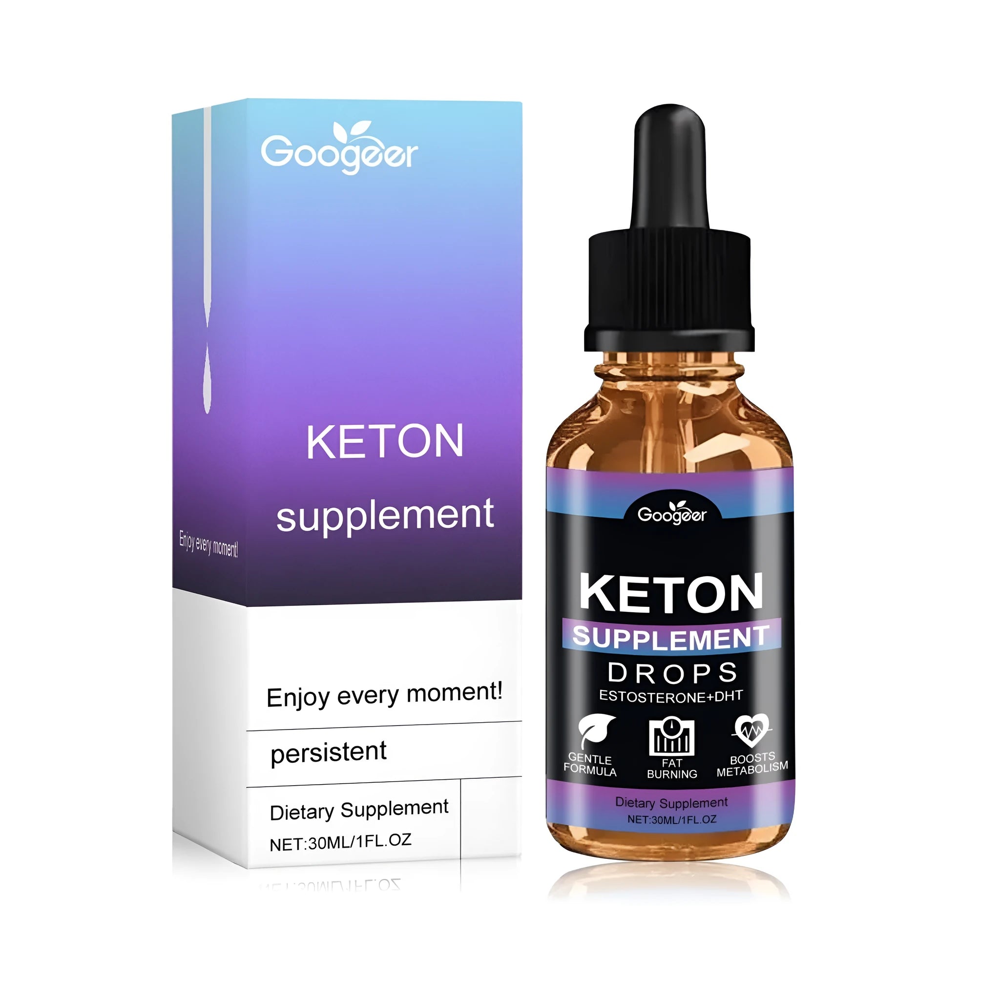 30ml drop bottle of liquid dietary supplement with Vitex negundo extract and acetyl tyrosine