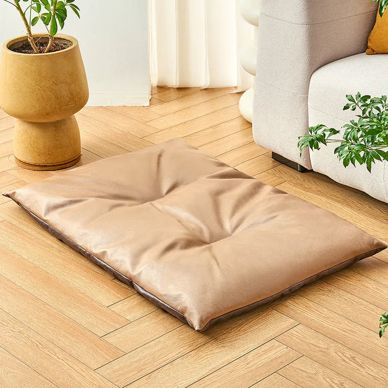 Cool summer cat nest sleeping mat in blue, size M, on a light floor