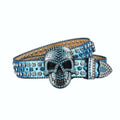 Skull buckle hip hop decoration belt in black, high quality PU with alloy buckle, 2-4cm wide