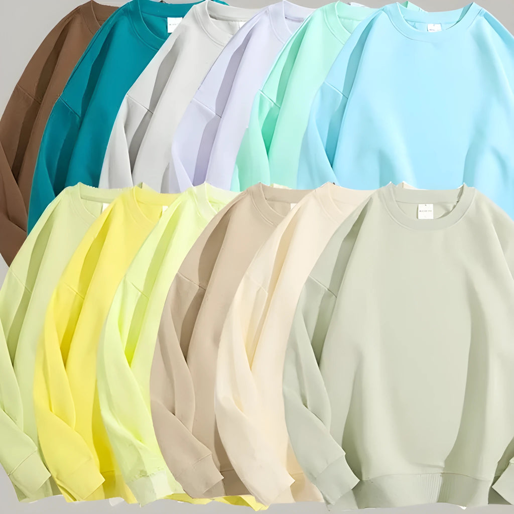 Women's cotton off-shoulder sweater in solid colour with loose fit and long sleeves