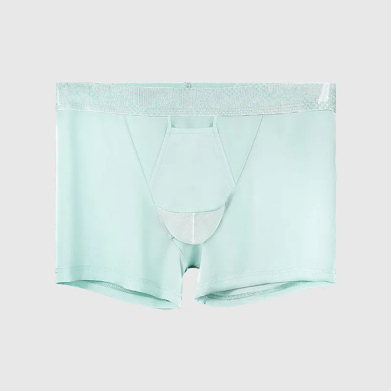 Vein men's ice silk boyshorts in solid colour knitted nylon mid-waist underwear