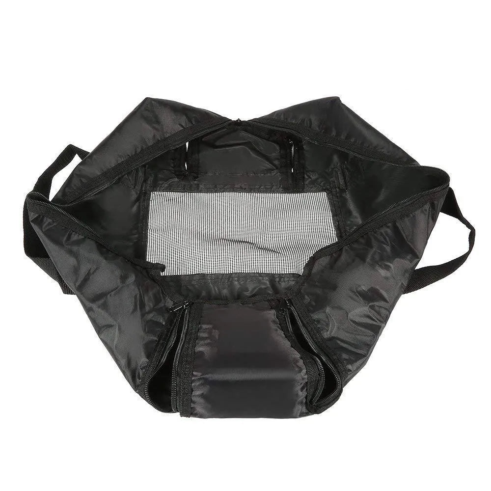 Black cat washing bag made from 420D PU Oxford fabric, 28x17x2.5cm open size, folded compact
