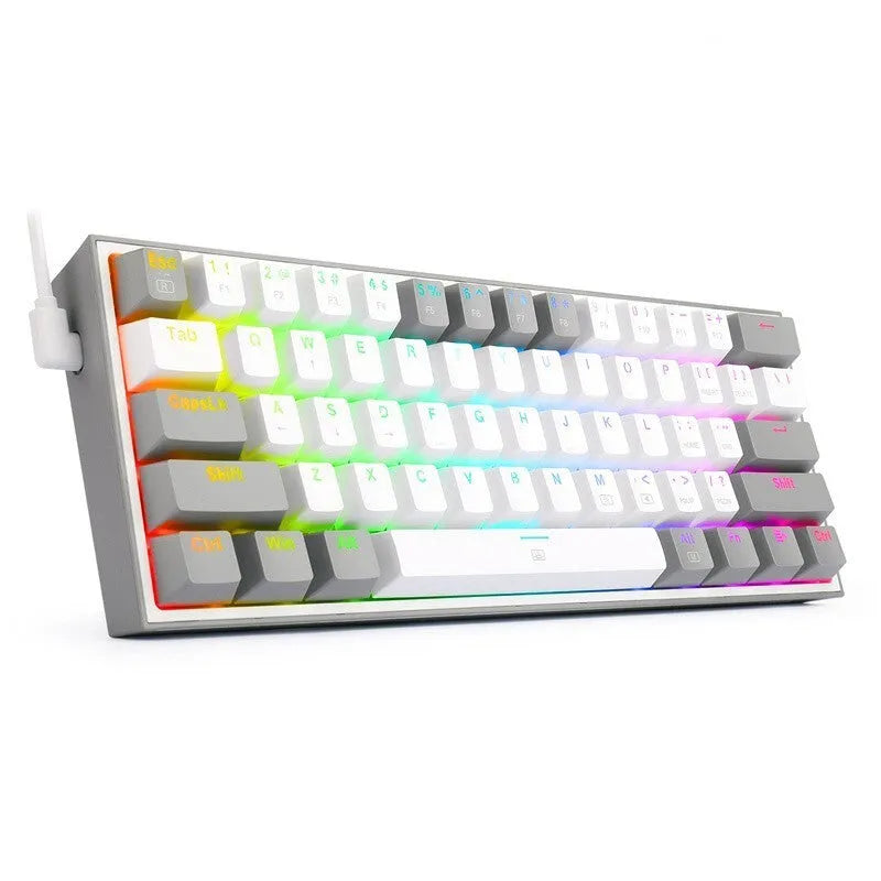 K617 RGB backlit mechanical keyboard with dual-colour keycaps in white and pink.
