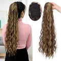 Water ripple long curly hair extension in drawstring ponytail style, fluffy corkscrew curls, available in colour 4H27