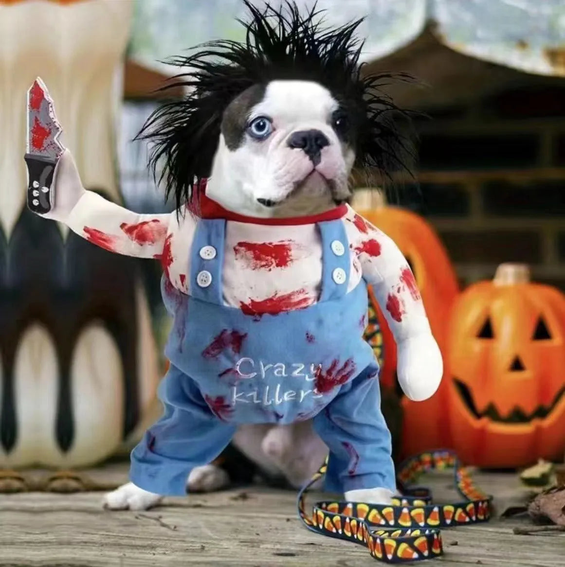 Pet costume in bloody doll colour, polyester one-piece whole clothes design for cats and dogs