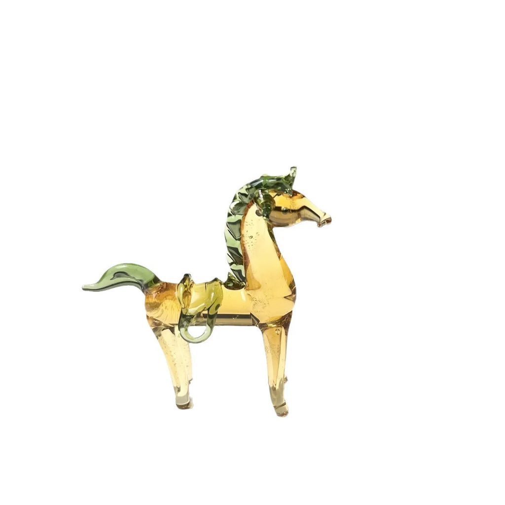 Glazed brown and white horse figurine ornament for office desk decor