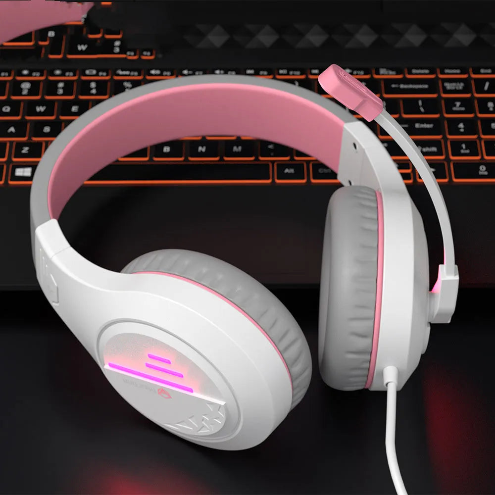 Lightweight wired stereo gaming headset with 50mm driver adjustable headband in black orange colour