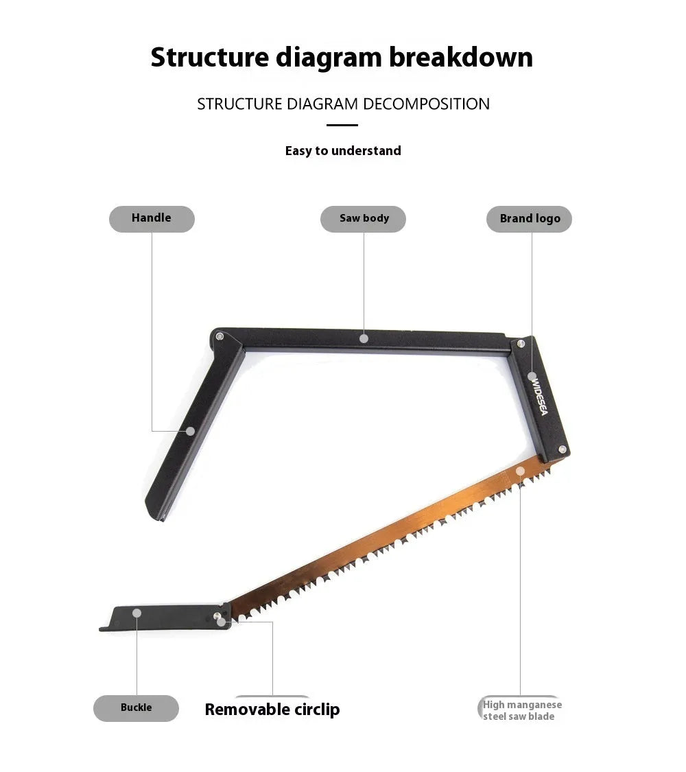 Outdoor foldable saw black aluminium PA66 nylon handle No. 65 Gao Meng hacksaw blade