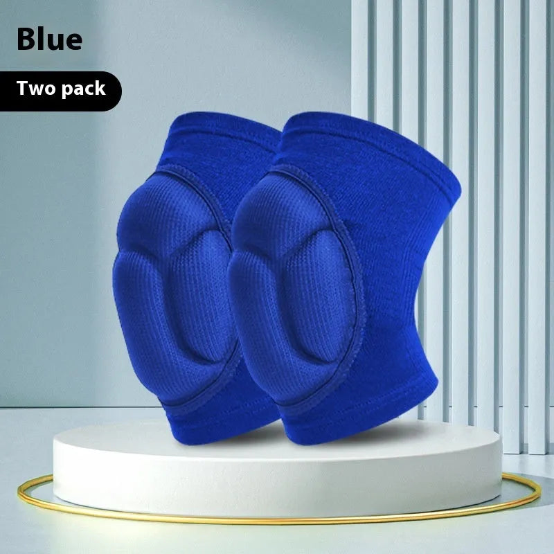 Black and blue thick sponge knee pads for dance sports protection
