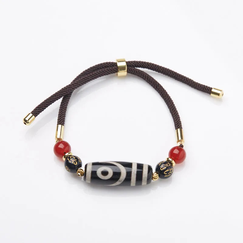 Agate dzi bead bracelet 8mm unisex retro Tibetan style manual processing geometry shape beads