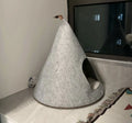 Christmas handmade felt tent style enclosed cat nest in grey, 50cm diameter, for cats under 12 pounds
