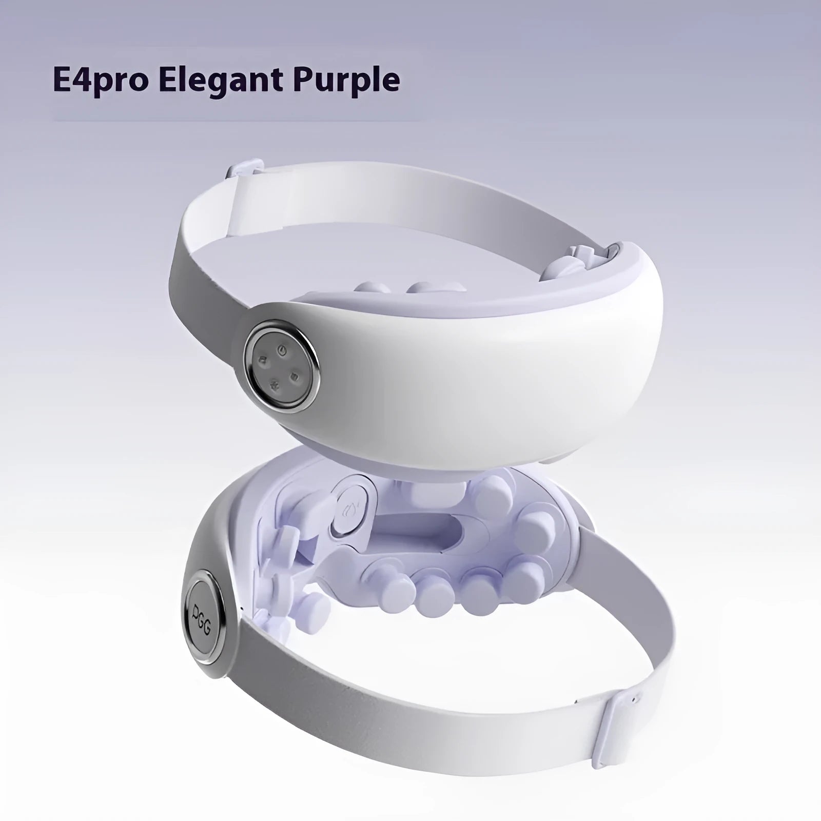 Purplish grey Bluetooth steam smart eye moisturising instrument showing control buttons and steam vents.