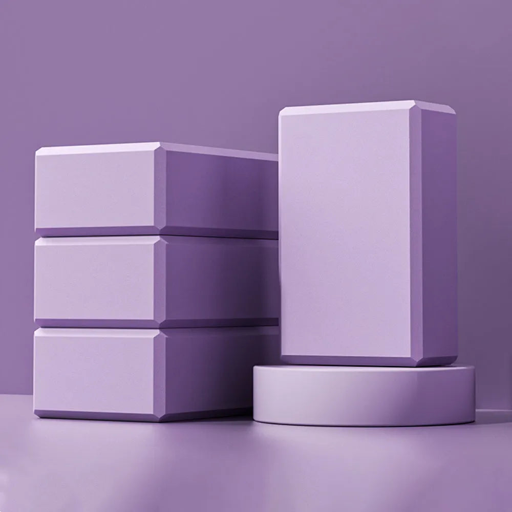 High density EVA foam yoga block with hexagonal facets and ridges in solid colour for pilates