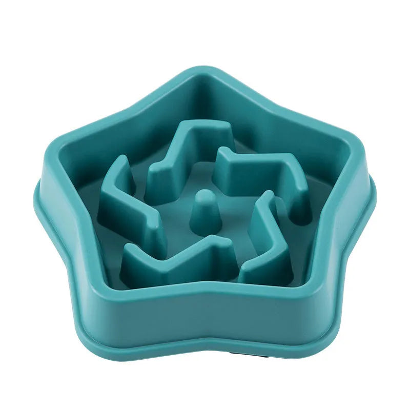 Yellow rough plastic slow feeding dog bowl with non-slip bottom 20.1 cm diameter