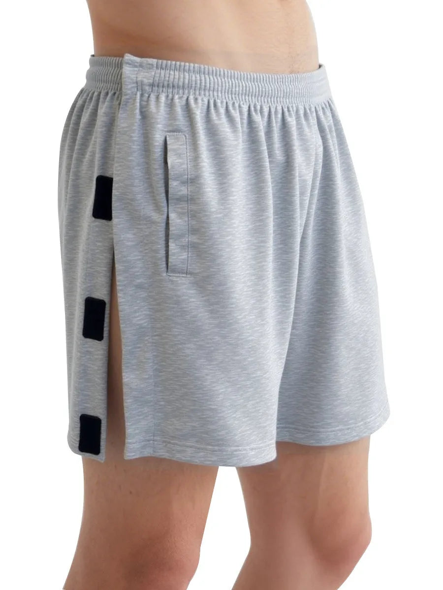 Men's fracture underwear velcro pants in black, easy off waist and leg, polyester fabric