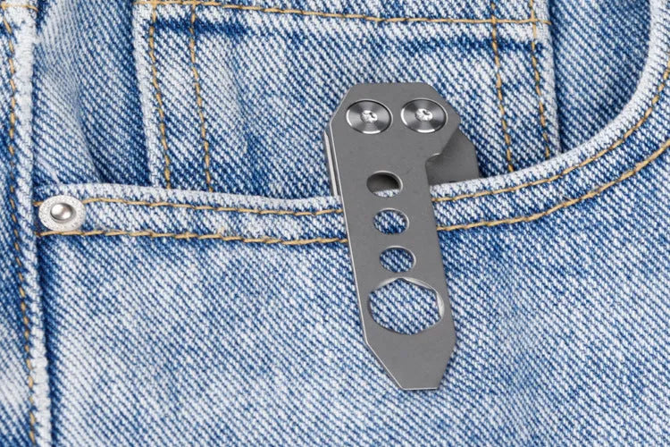Titanium alloy TC4 multi-function crowbar with pry tip, screwdriver, and bottle opener in stone wash finish