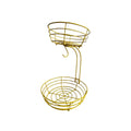 Black wrought iron double-layer fruit basket with two storage tiers