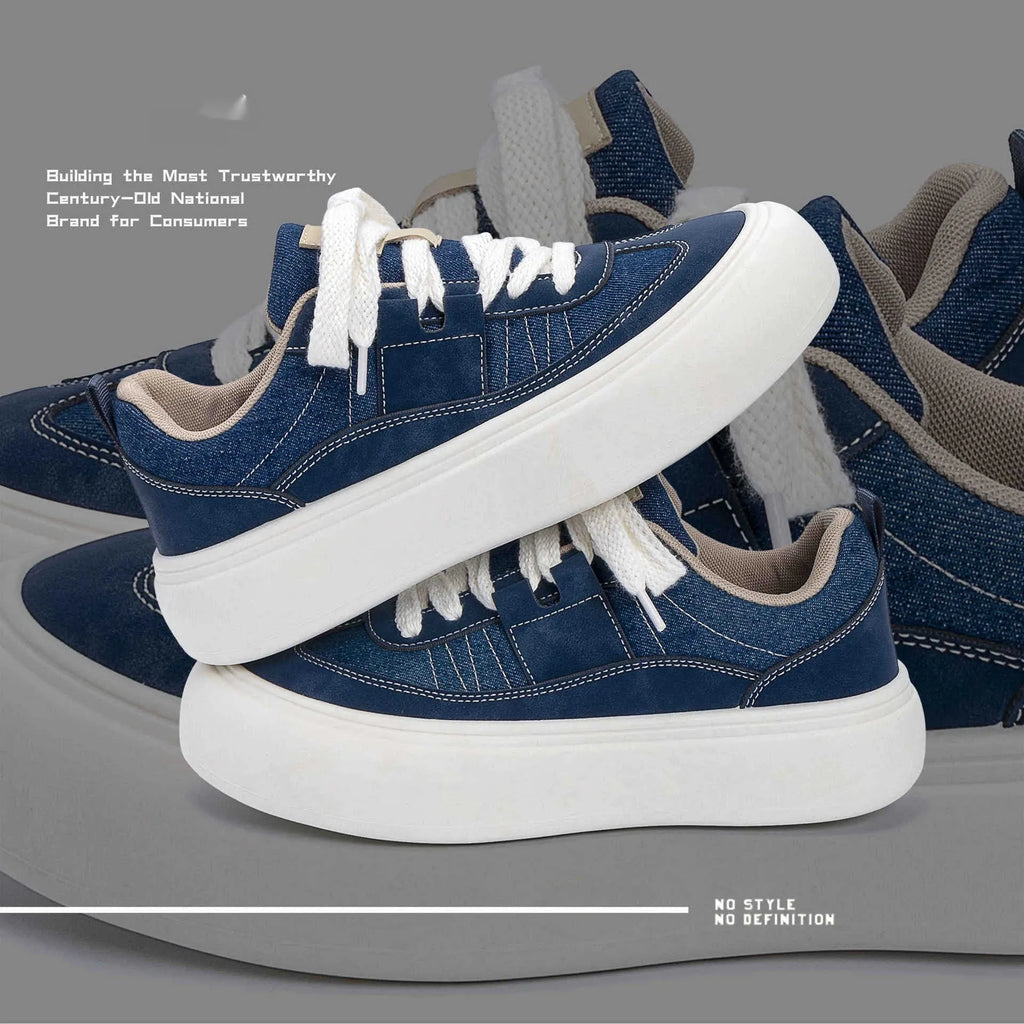 Raised bottom canvas shoes for men in black with breathable mesh lining and platform sole
