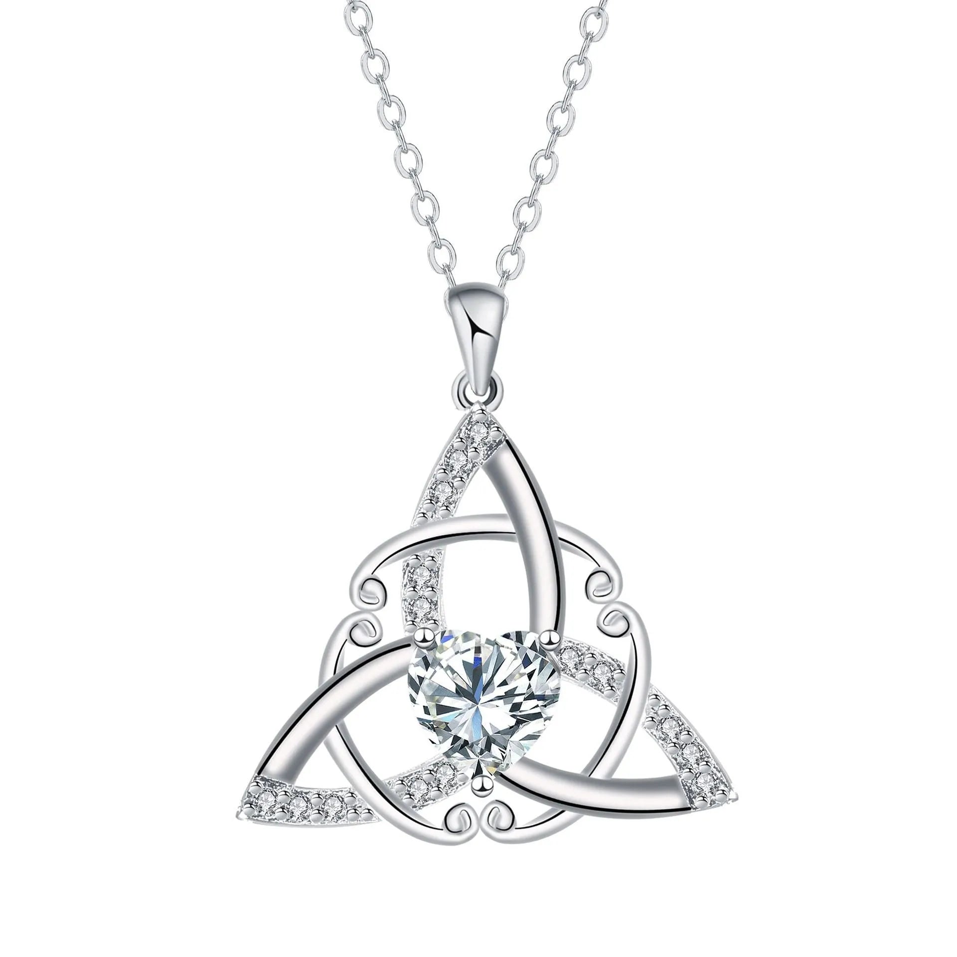 Copper Celtic knot necklace for women with electroplated finish in geometric design
