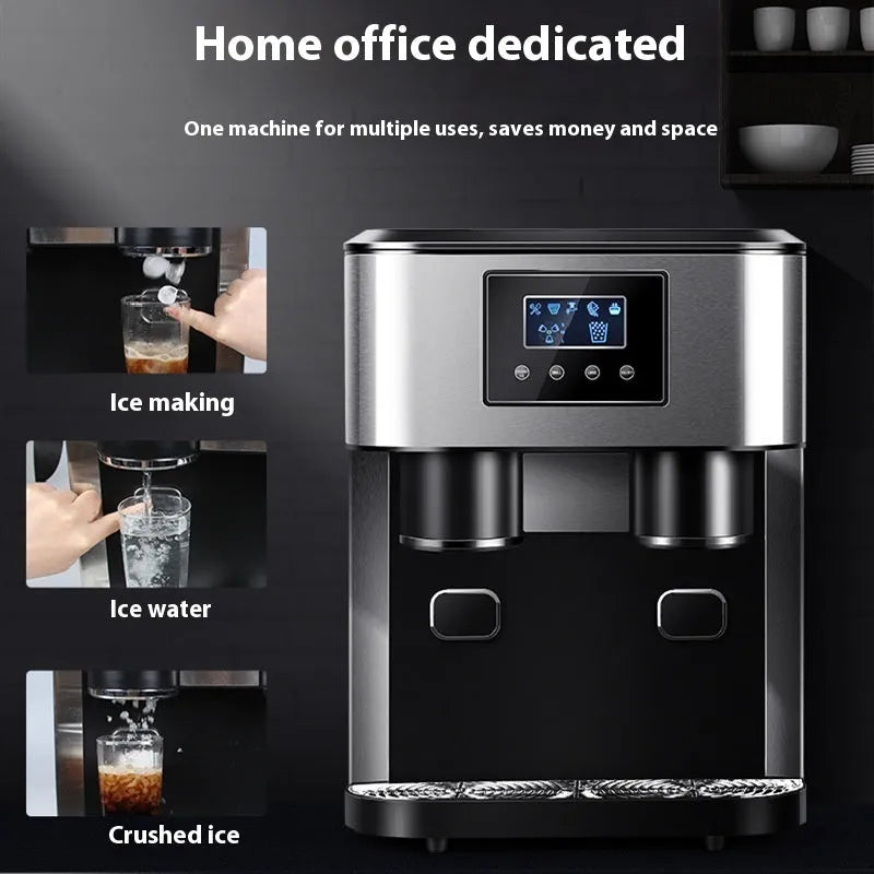 Black desktop 16kg ice maker with stainless steel bin and ice crushing function