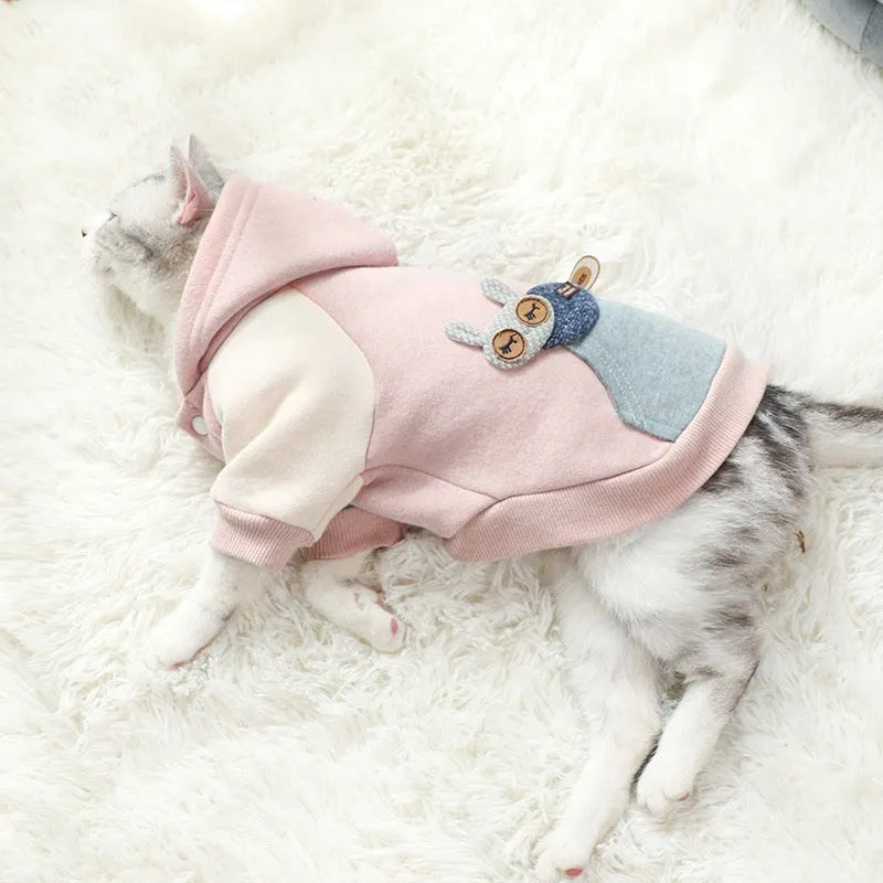 Cotton pet sweatshirt for dogs and cats available in brown, green, and pink colours