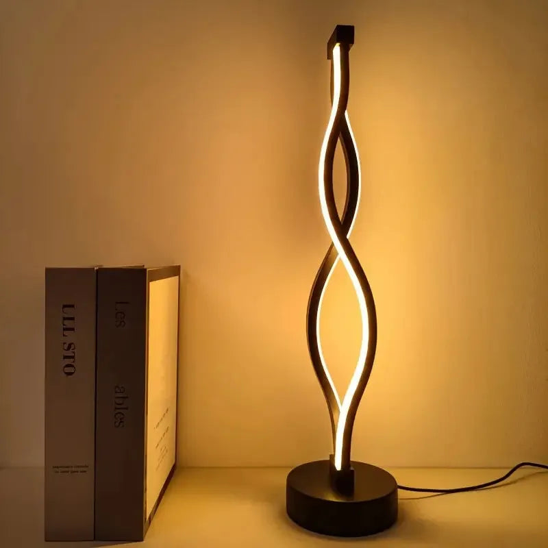 Black creative desk lamp with aluminium base and touch dimming controls.