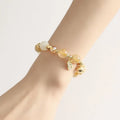 Gold electroplated rutilated quartz bracelet with crystal beads in Korean style design