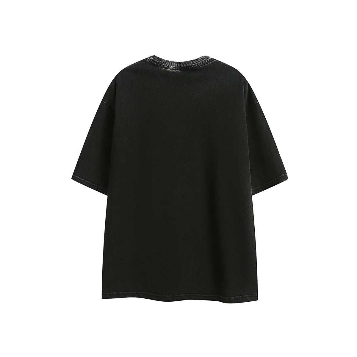 Cotton retro half-sleeve t-shirt with embroidery in loose pullover fit