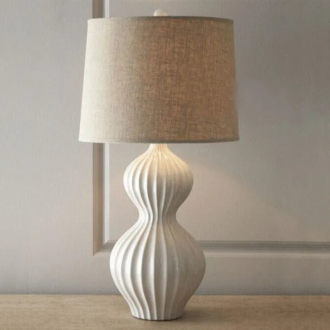 American simple ceramic table lamp with fabric shade 36cm diameter 62cm height