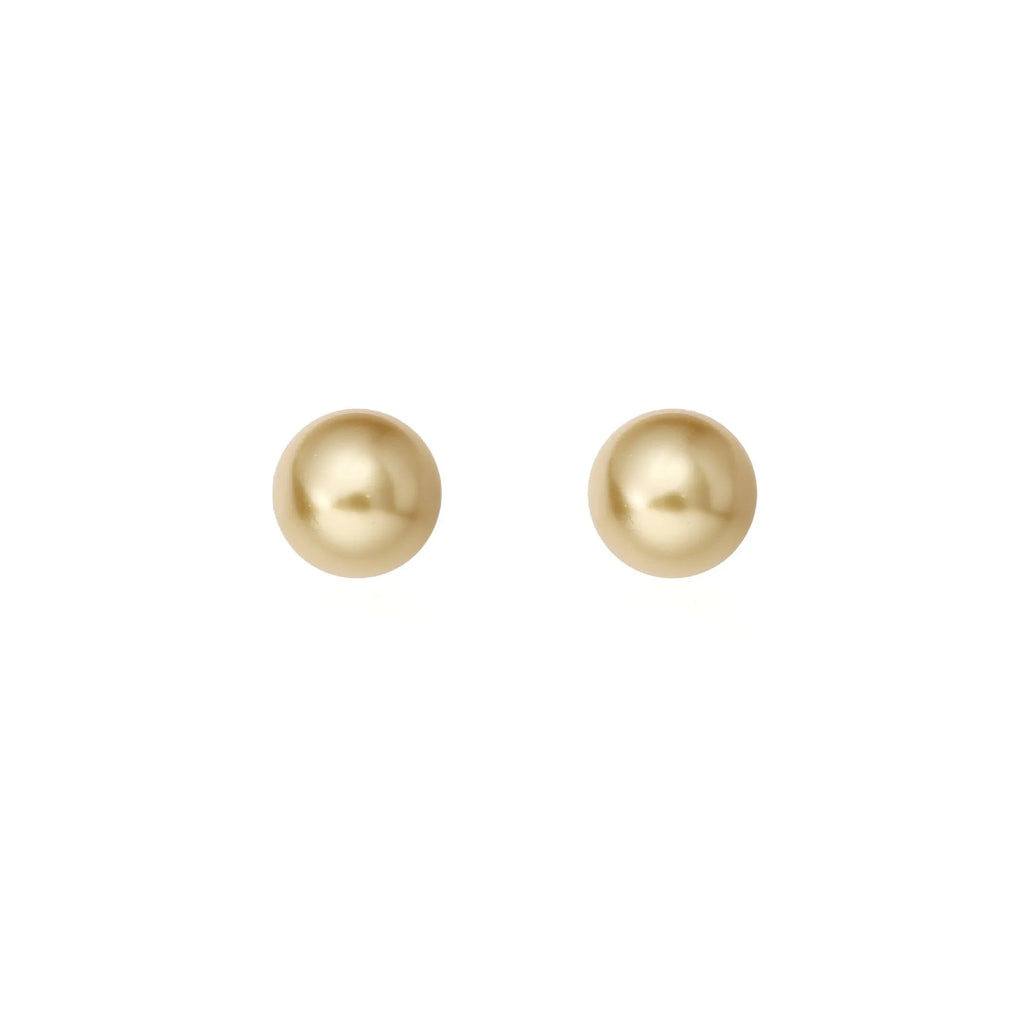 Large geometric pearl stud earrings with retro styling and eight-point star detail in silver