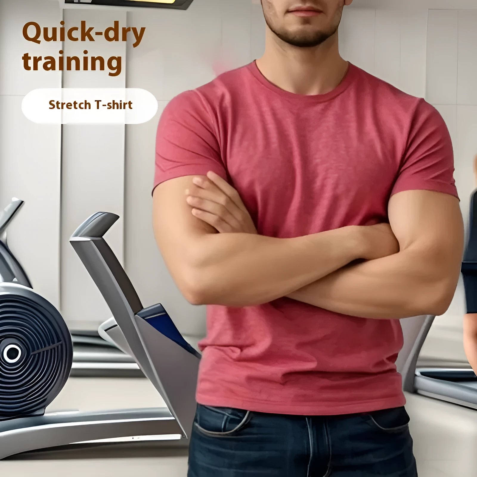 Men's tight stretch quick-dry running T-shirt in polyester blend available in four colours